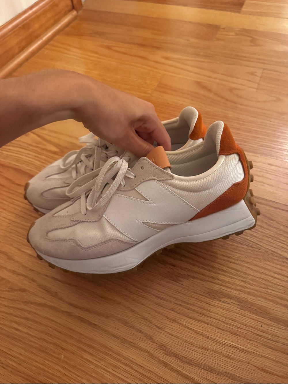 New Balance Cream and Tan Women's Lace-Up Sneakers - Picture 2 of 5